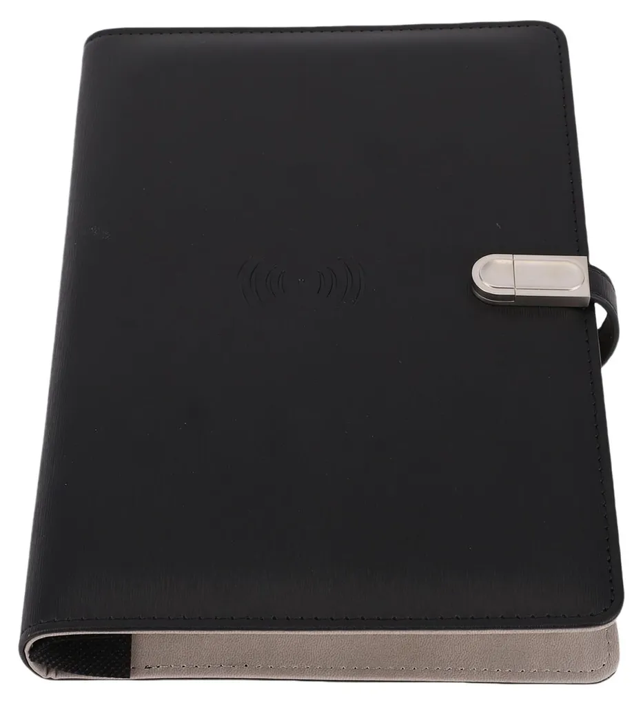 Agenda rechargeable pour réunion avec chargeur sans fil et batterie USB