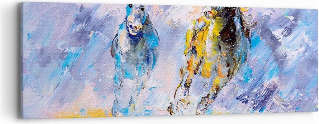 Bild auf Leinwand - Leinwandbild - Pferd Natur Tier - 90x30cm - Wand Bild - Wanddeko - Wandbilder - Leinwanddruck - Bilder - Kunstdruck - Wanddekor...