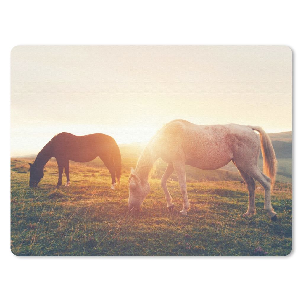 MuchoWow Mauspad Mousepad Pferde - Sonne - Tiere 23x19 cm - Mousepads - Maus Mat - Pad - Mausunterlage - Schreibtischunterlage - Mauspad
