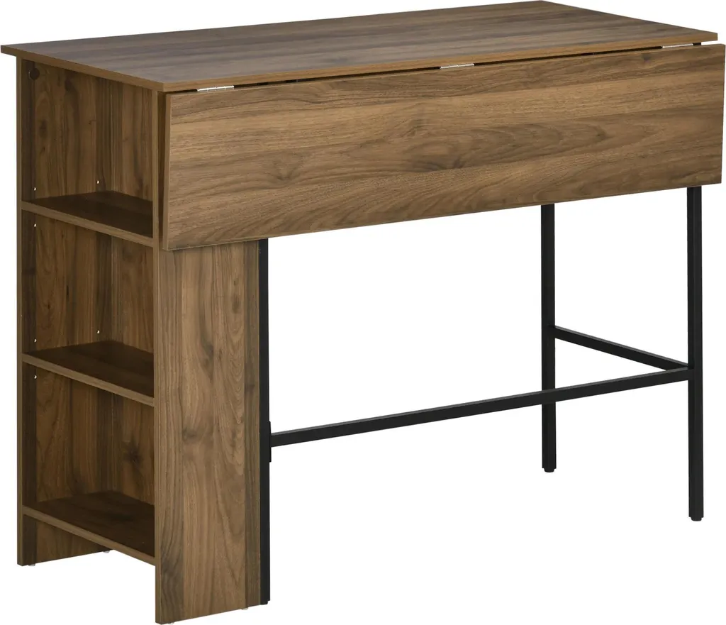 Table de bar extensible en mélamine et métal marron 120 x 76 x 91 cm