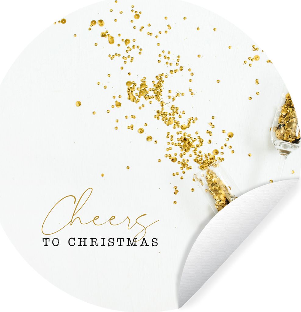 MuchoWow Runde Wandtattoo - Wandsticker Tapete Aufkleber Winter - Weihnachten - Gold Ø 50 cm Selbstklebend und Repositionierbar - Wandaufkleber ...