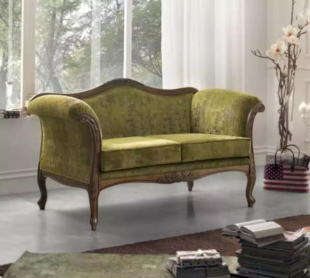 Sofa 2 Sitzer Textil Holz Polster Couch Sofas Design Luxus Neu Sofa