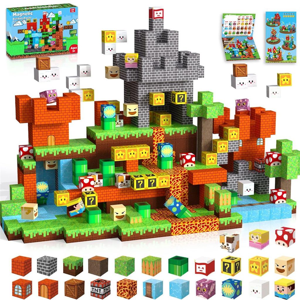 Magnetische Bausteine,150 Teile Magnetbausteine Kinder,Magnetische Spielzeug Magnetspielzeug Magnete Kinder,Spielzeug ab 3 4 5 6 7 8 9 Jahre Jungen...