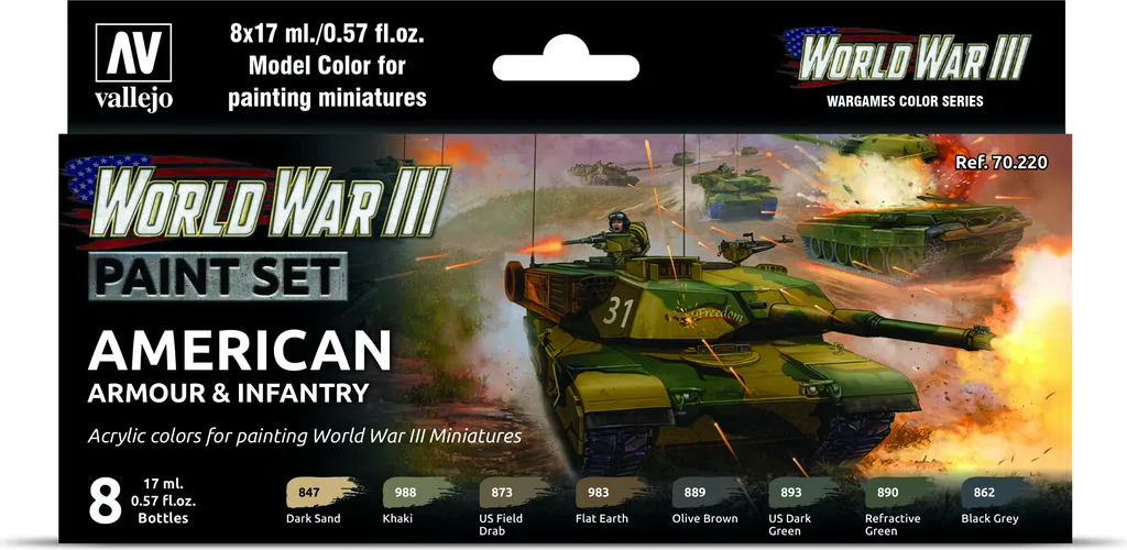 Peinture Vallejo 70220 Couleurs Fidèles pour Armée US sans Mélange