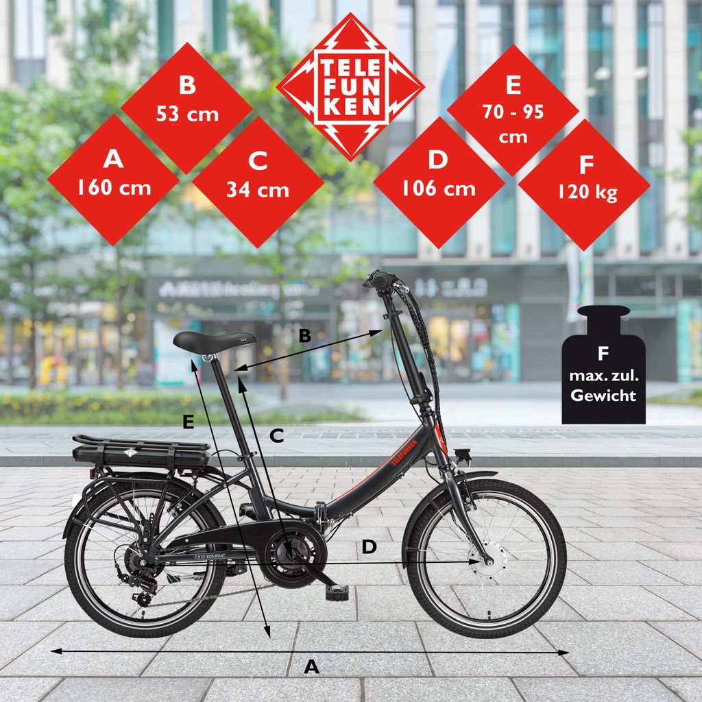 Telefunken E-Bike 20 Zoll Faltrad Pedelec Fahrrad 7 Gang Produktbild 6
