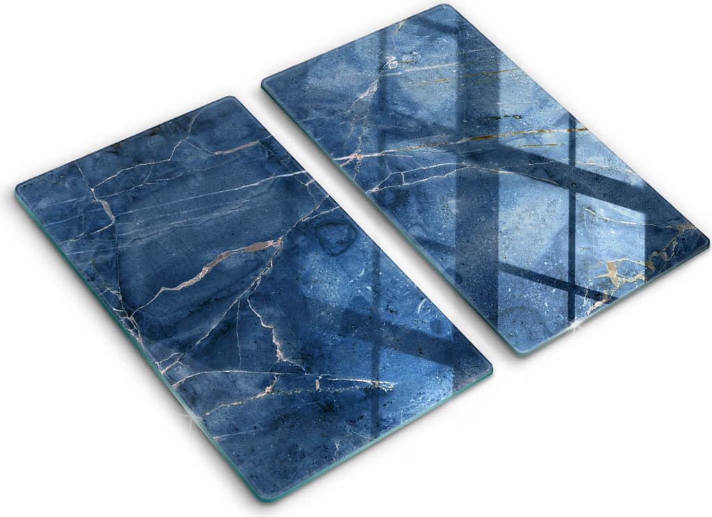 Glasschneideplatte - Herdabdeckplatte - 2x30x52 cm -Schneidebrett - Spritzschutz -Stein Textur Marmor