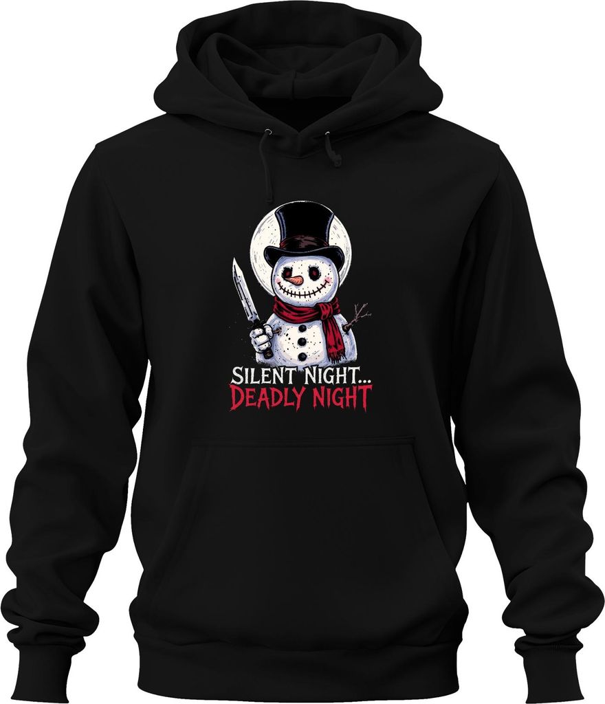 Silent Night Deadly Night Schneemann Messer Gruselig Geschenk Uni Hoodie Kapuzenpullover, Schwarz, S