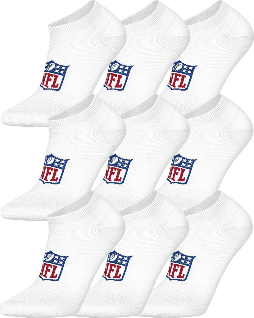 NFL Uni Sneaker-Socken, 9er Pack - NFL Shield 9Pack Sneaker Socks, Logo, Baumwollmischung Weiß 43-46