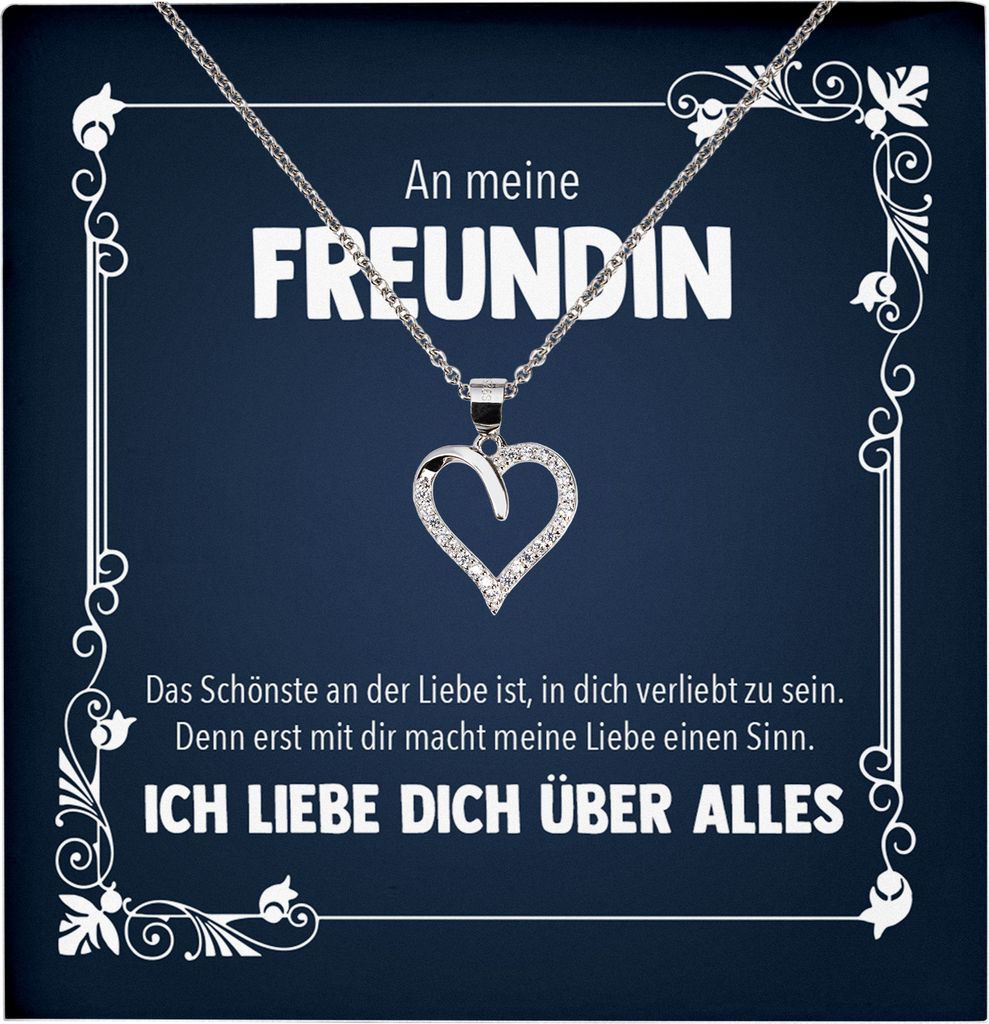 22Feels Echt Silber Halskette - Jahrestag Geschenk Frauen Schmuck Set Freundin Valentinstag Geburtstag Weihnachten - Herz Anhänger, Karte