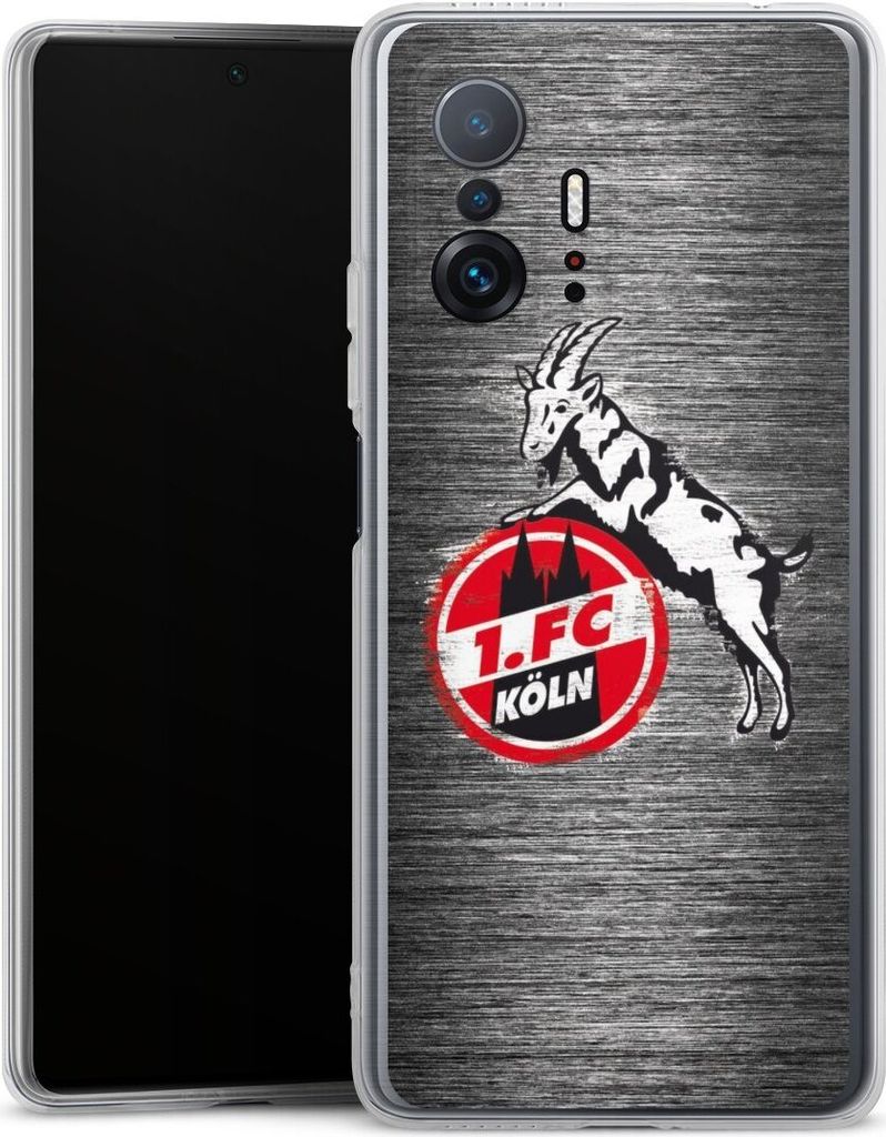DeinDesign Handyhülle für Xiaomi 11T Pro 5G Silikon Hülle Case Smartphone Schutzhülle 1. FC Köln Metallic Look Offizielles Lizenzprodukt