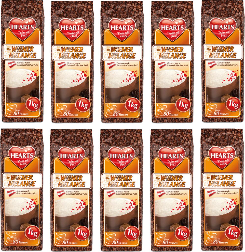 HEARTS Cappuccino Wiener Melange 10 x 1kg Vorratspackung Produktbild 