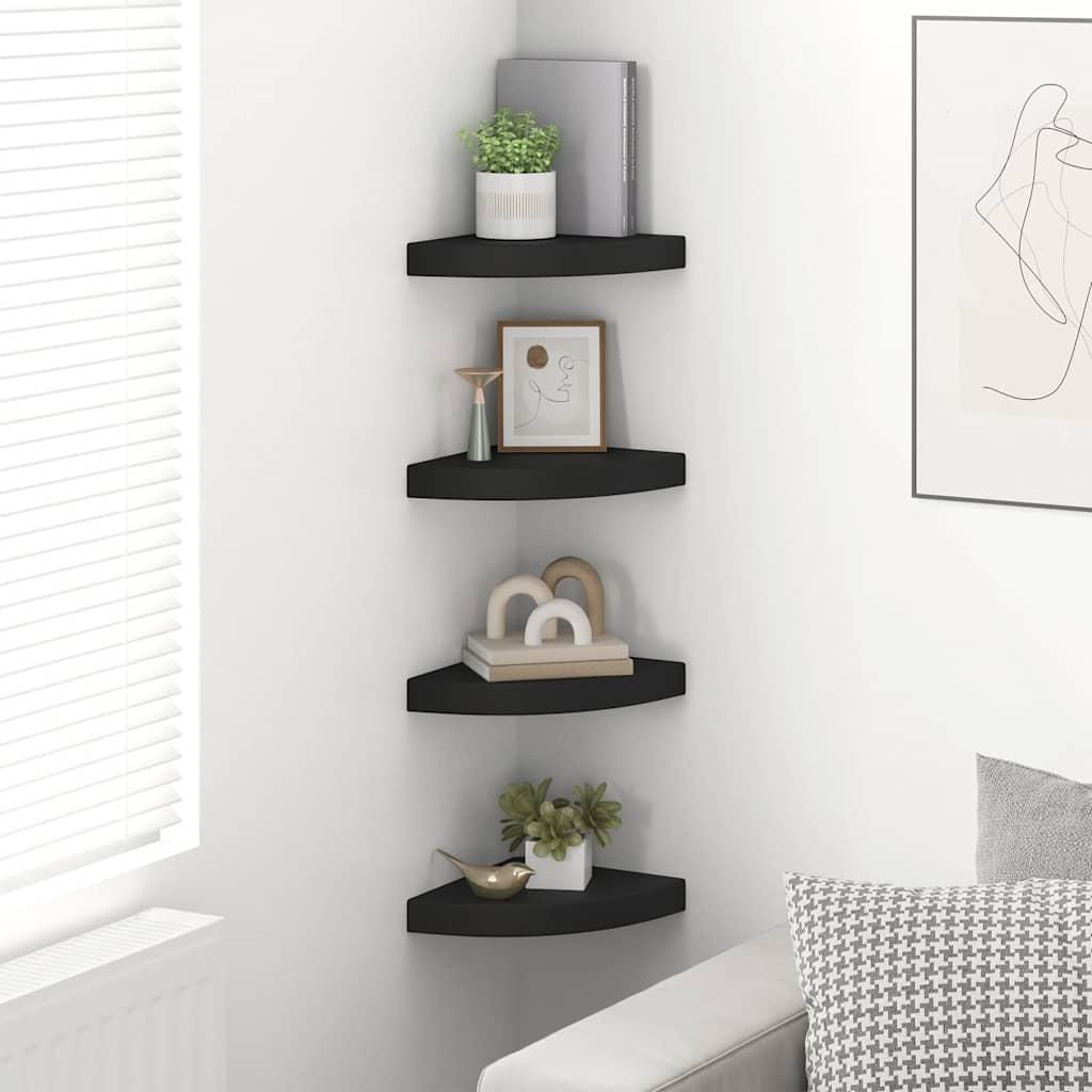 vidaXL Eck-Schweberegale 4 Stk. Schwarz 25x25x3,8 cm MDF