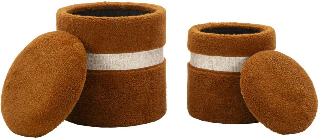 Saint-Moritz Ensemble de 2 tabourets de rangement Ø40x47cm marron
