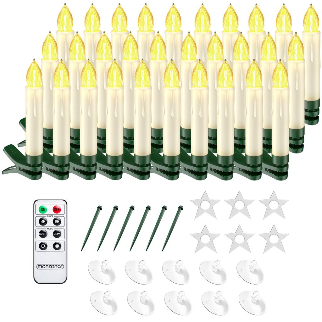 MONZANA® Christbaumkerzen LED Kabellos 30er Set Batterie Produktbild 