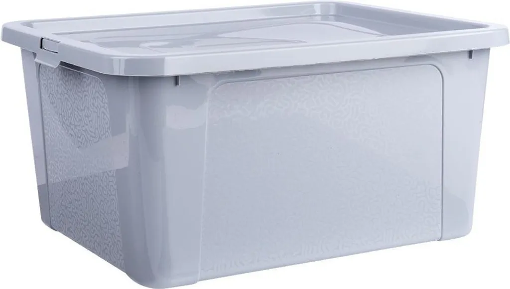 Coffre à jouets 20L en plastique résistant avec couvercle clipsable gris