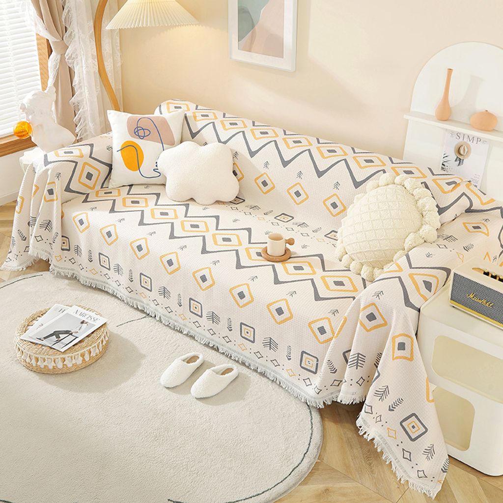 Sofa Überwurf Decke großer Couchdecke Überwurf Sofa Decke Wendbare Sofabezug, Sofadecken zum Abdecken, Tagesdecke mit dekorativen Quasten 180 * ...