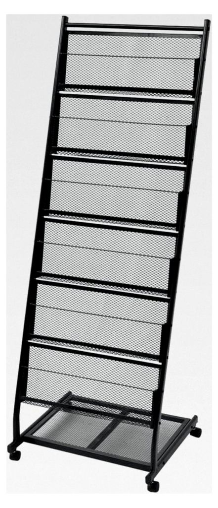 Prospektständer aus Stahl A4 mit Rollen 47,5 × 43 × 133 cm Schwarz