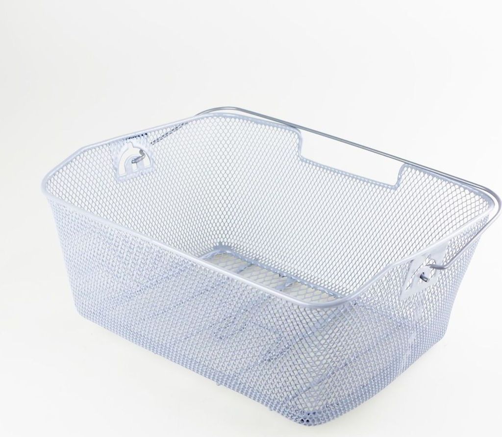 Fahrrad Korb hinten 41x30x17cm silber Tragebügel Produktbild 