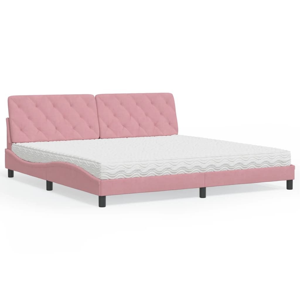 Maison Exclusive - Bett mit Matratze Rosa 200x200 cm Samt