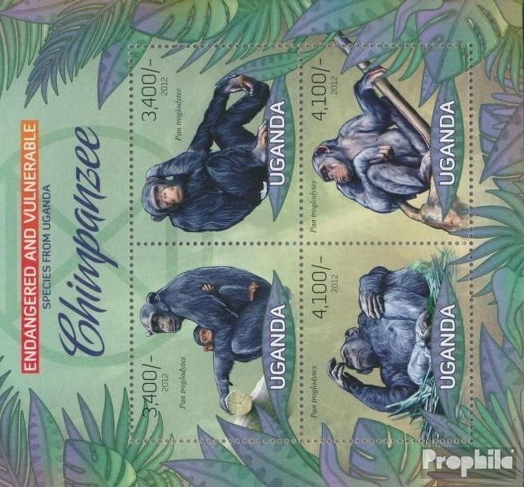 Briefmarken Uganda 2012 Mi 2995-2998 Kleinbogen (kompl.Ausg.) postfrisch Fauna