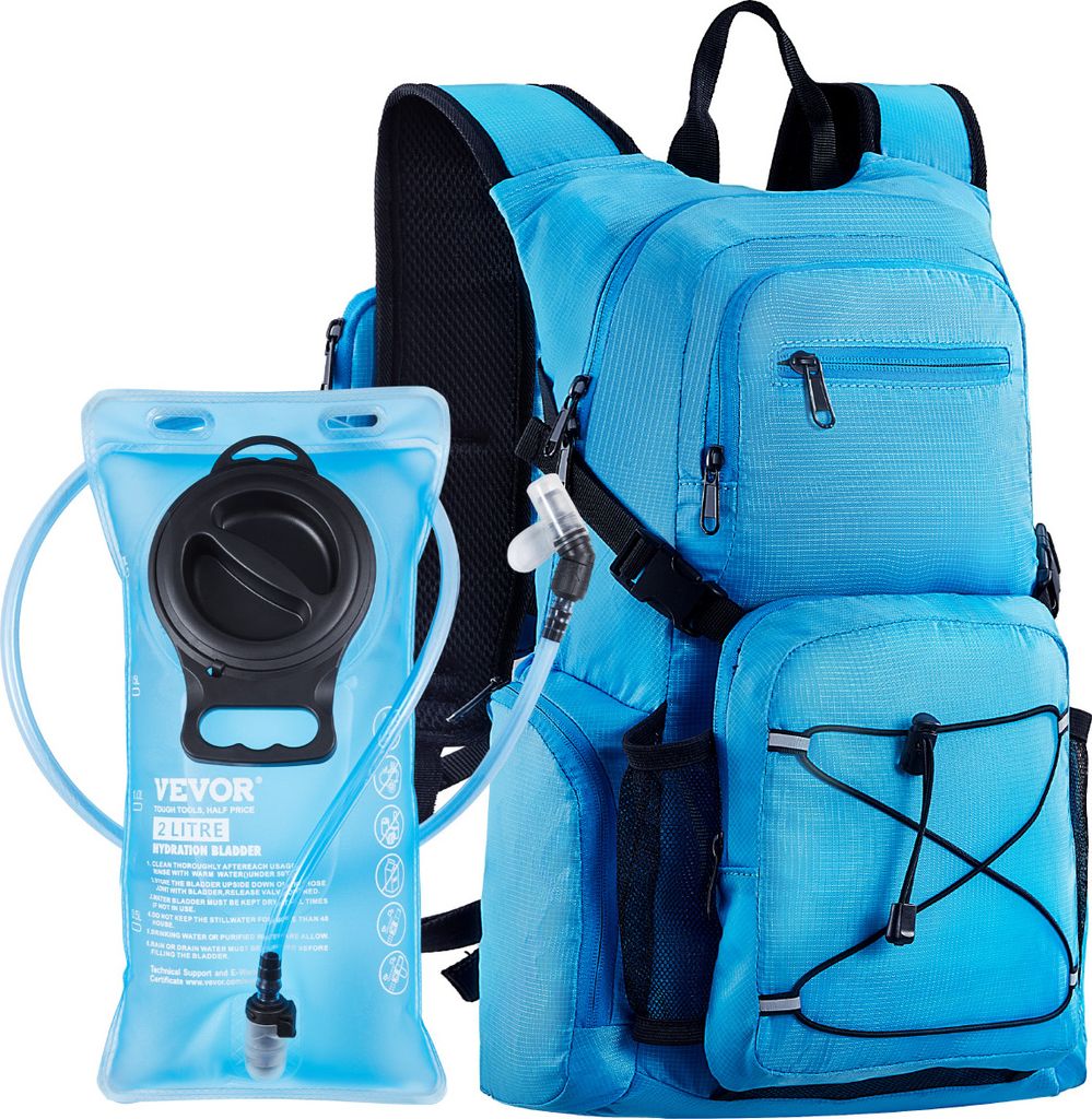 VEVOR Wasserbeutel-Rucksack, 25 l, isolierter Rucksack, Wanderrucksack, Radfahren, Laufen, Reisen, Bergsteigen, Blau, Hydro-Wasserrucksack für Dam...