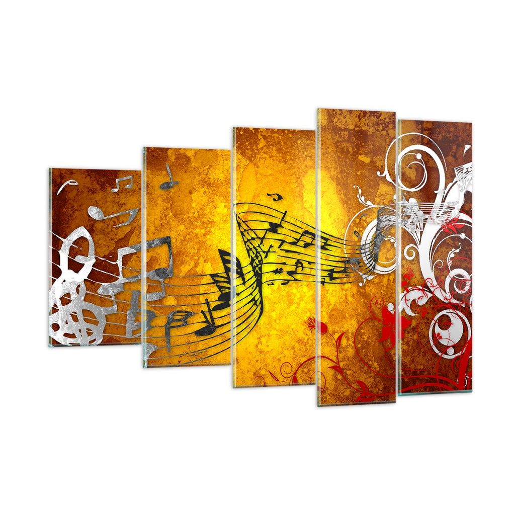 Bilder auf glas - Musik Konzert Spaß Blume - 150x100cm - Glasbilder - Wandbilder - Kunstdruck - zum Aufhängen bereit - Wanddekoration aus Glas - ...