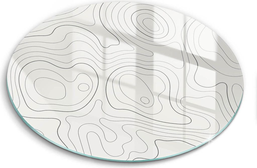 Glasschneideplatte - Herdabdeckplatte - fi30 cm -Schneidebrett - Spritzschutz - Linien-Art-Design