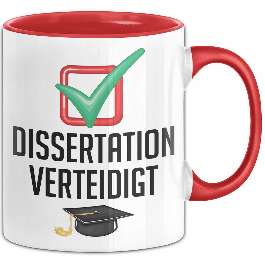 Doktorarbeit Geschafft Tasse Geschenk Dissertation Verteidigt Geschenkidee Master Doktor Kaffee-Becher (Rot)