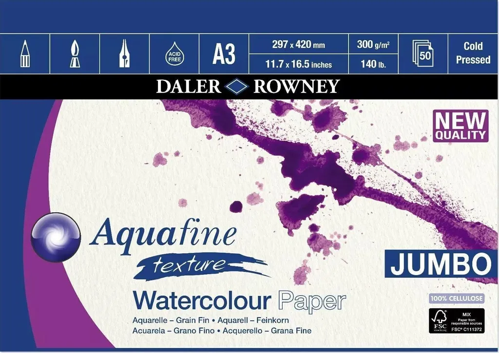 Papier Aquarelle A3 300g Aquafine idéal Études et Peinture à l'Eau
