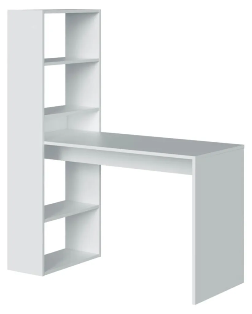 Bureau 120 cm réversible et modulable avec étagère de rangement bois