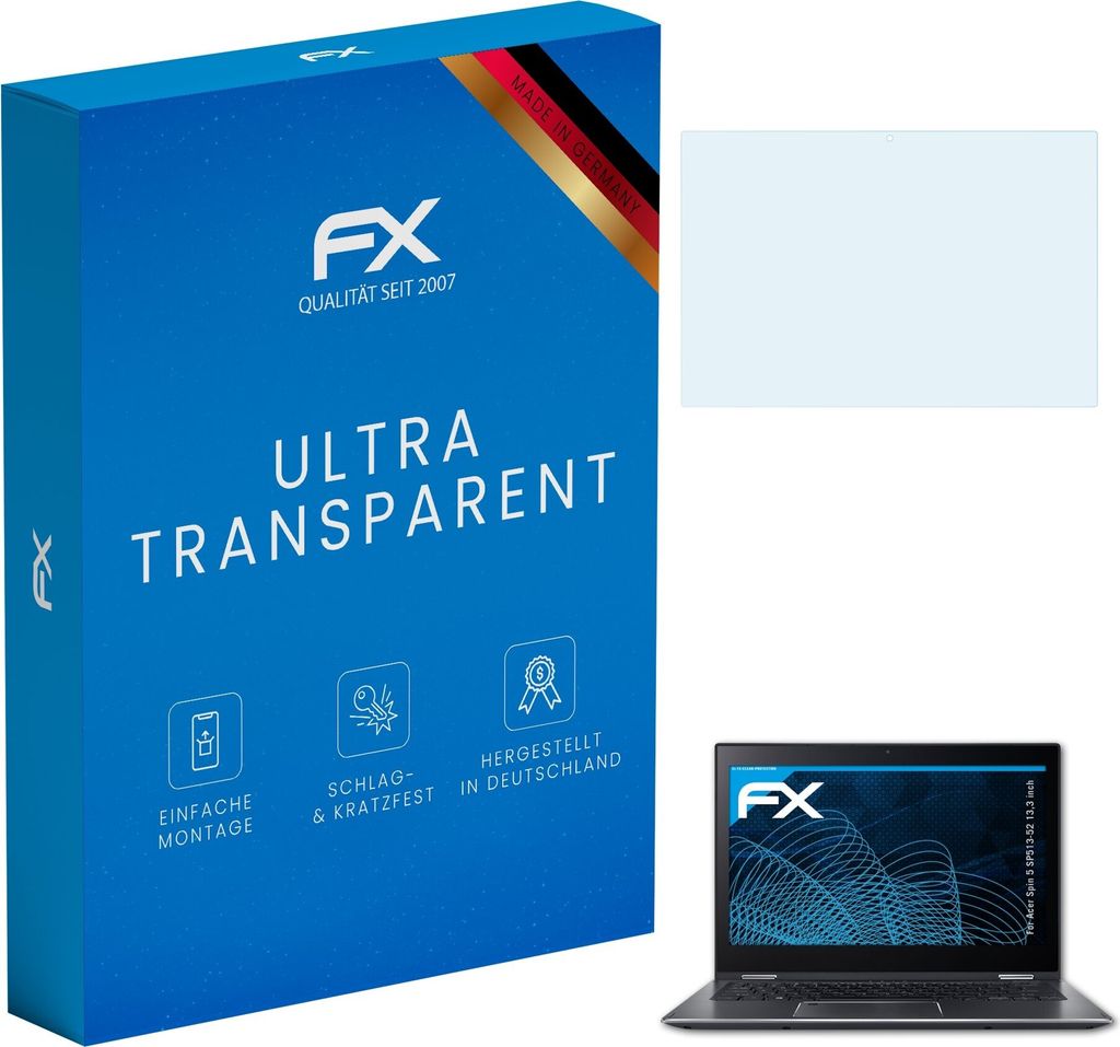 atFoliX FX-Clear 2x Schutzfolie kompatibel mit Acer Spin 5 SP513-52 (13,3 inch) Displayschutzfolie