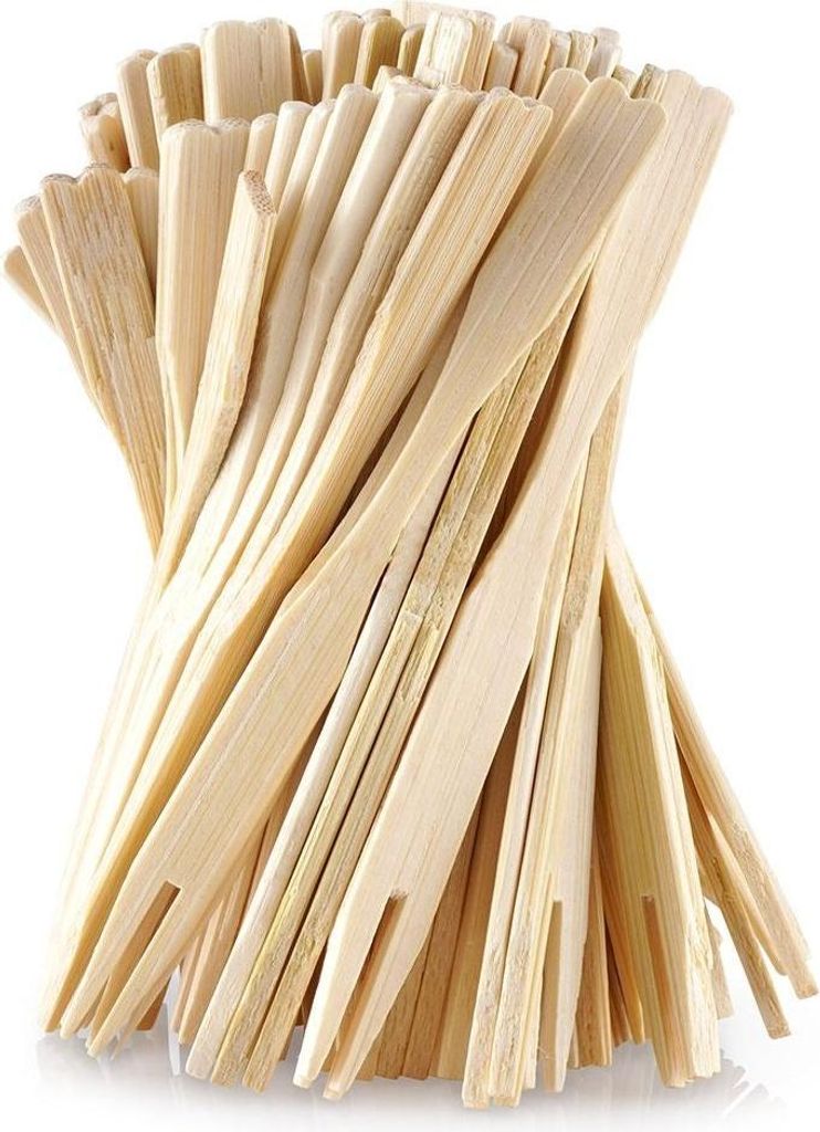 100 Forchette in Legno di Bambù per Snack e Antipasti - Usa Immagine del prodotto 
