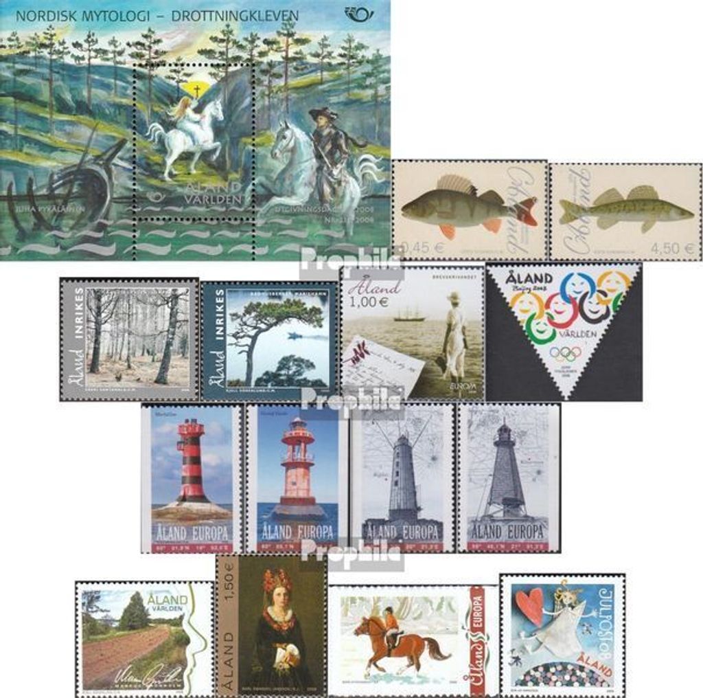 Briefmarken Finnland - Aland 2008 Mi 289-303 (kompl.Ausg.) Jahrgang 2008 komplett postfrisch Fische