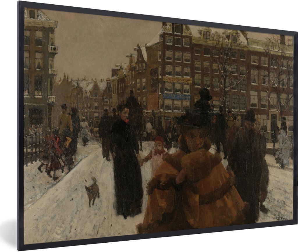 MuchoWow Gerahmtes Poster Die Singelbrücke bei der Paleisstraat in Amsterdam - Gemälde von George Hendrik Breitner 30x20 cm - Poster mit Schwar...