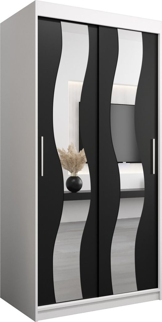 Kleiderschrank, Schiebetürenschrank Schlafzimmer, Schrank mit Spiegel SEWILLA 100 cm