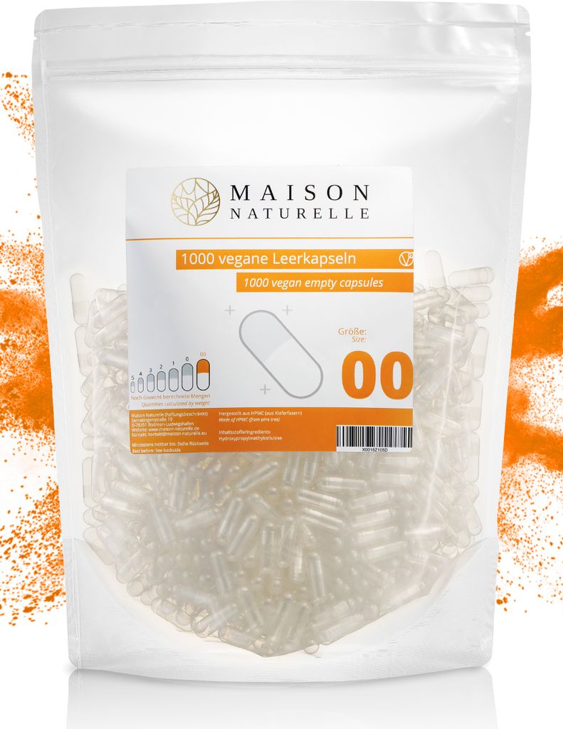 MAISON NATURELLE® Vegane Leerkapseln Gr. “00“ (1000 Stück) Produktbild 