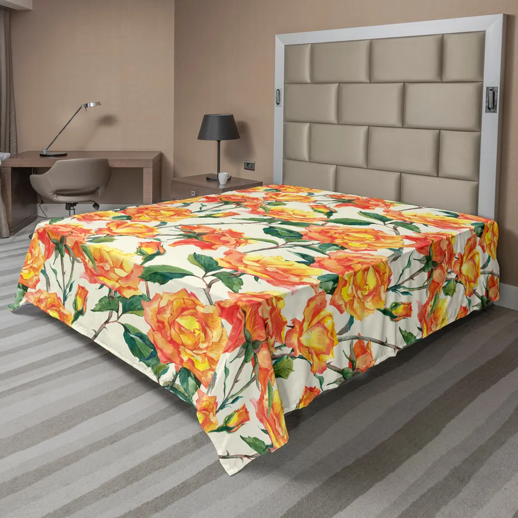Drap de Lit de Grande Taille pour Décoration de Chambre Roses Crème