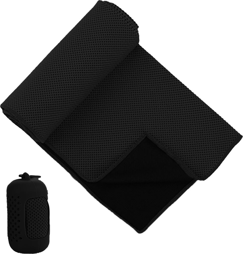 1 Set Ice Kühltuch tragbares Schnelltrocknen superabsorbierende Sommerkühltuch für Outdoor-Sportfitness-Schwarz ,Größen:S