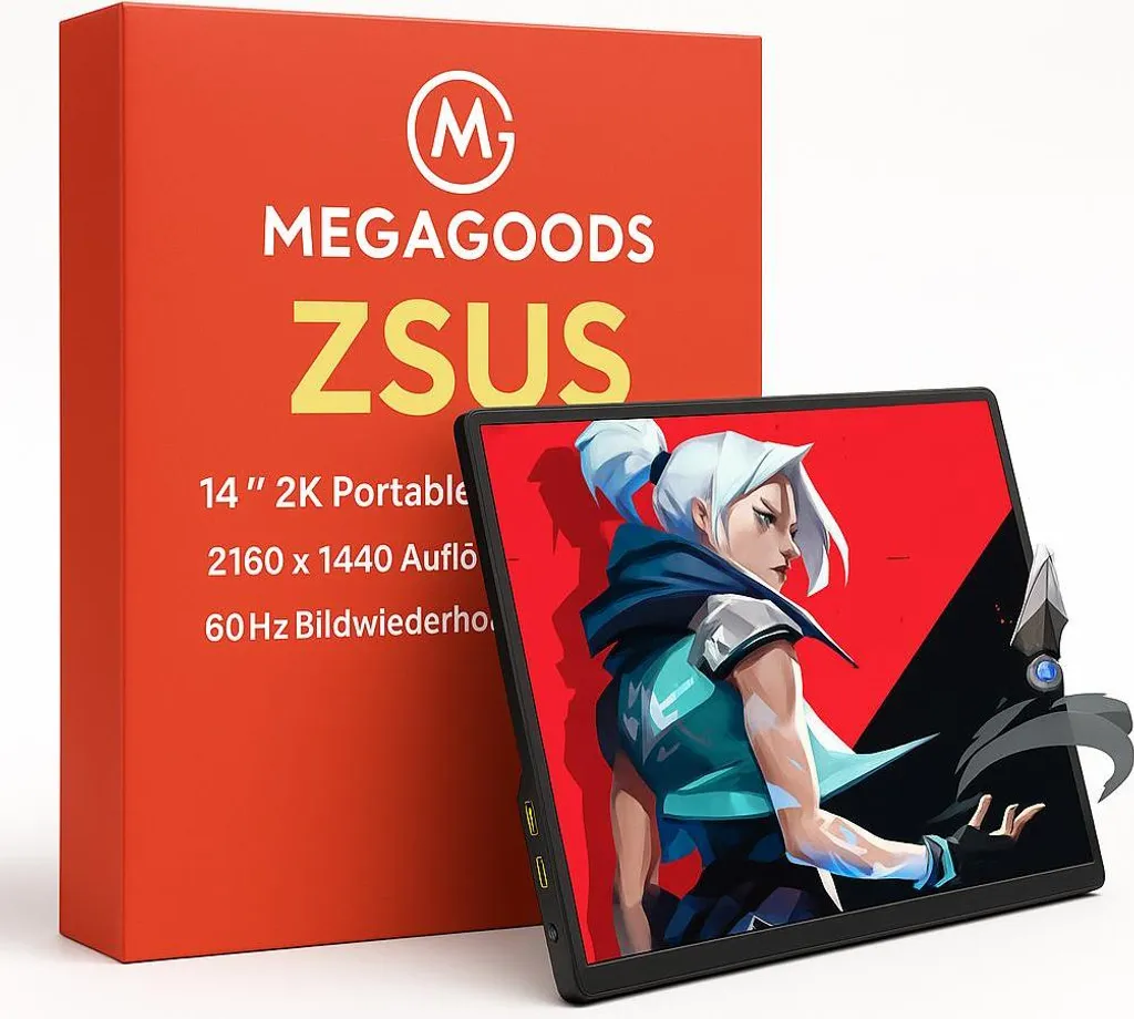 ZSUS Moniteur Portable 14 Pouces 2K 2160x1440p Écran Externe PC Laptop