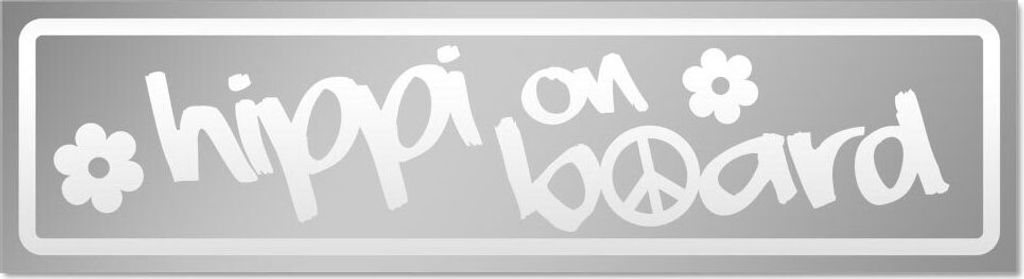Kiwistar Hippi on Board invertiert Magnetschild Schild magnetisch - 20cm Silber - Magnetfolie für Auto PKW Kfz
