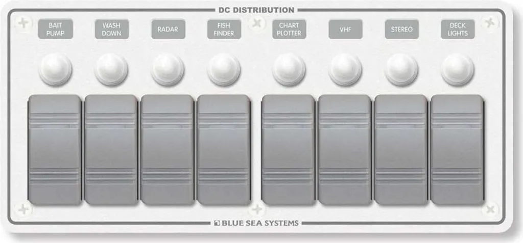 Panneau étanche Blue Sea Systems 8 positions Blanc et Gris One Size