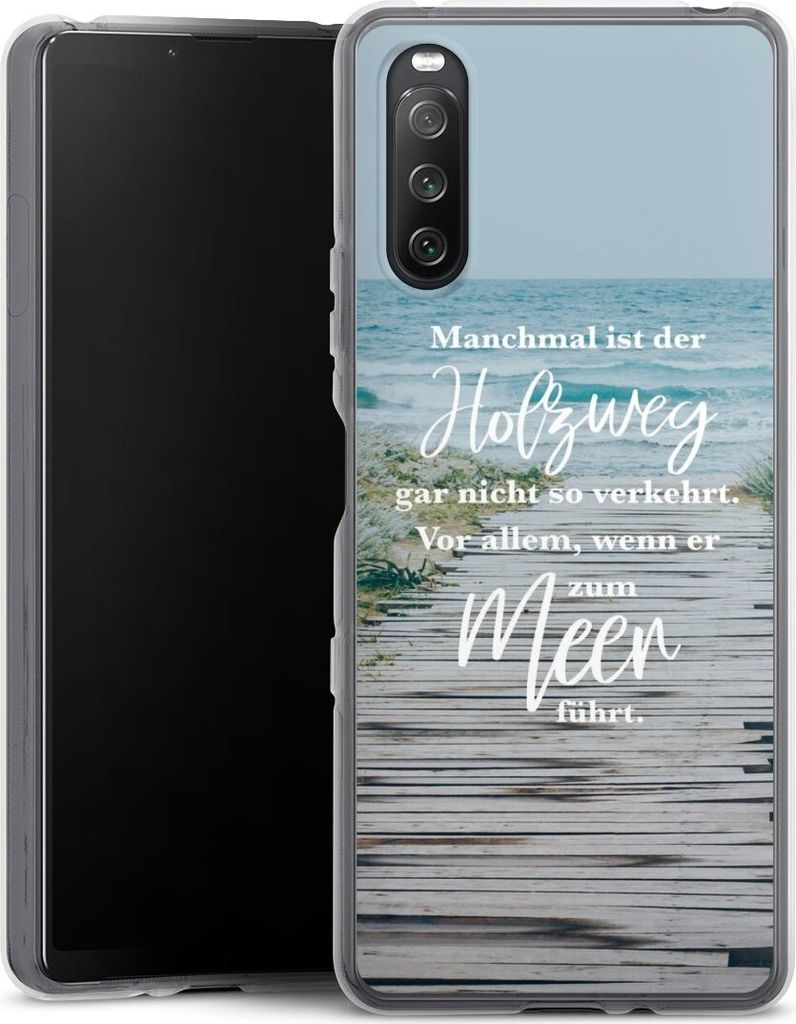 DeinDesign Handyhülle für Sony Xperia 10 III Silikon Hülle Case Smartphone Schutzhülle Statement Strand Spruch