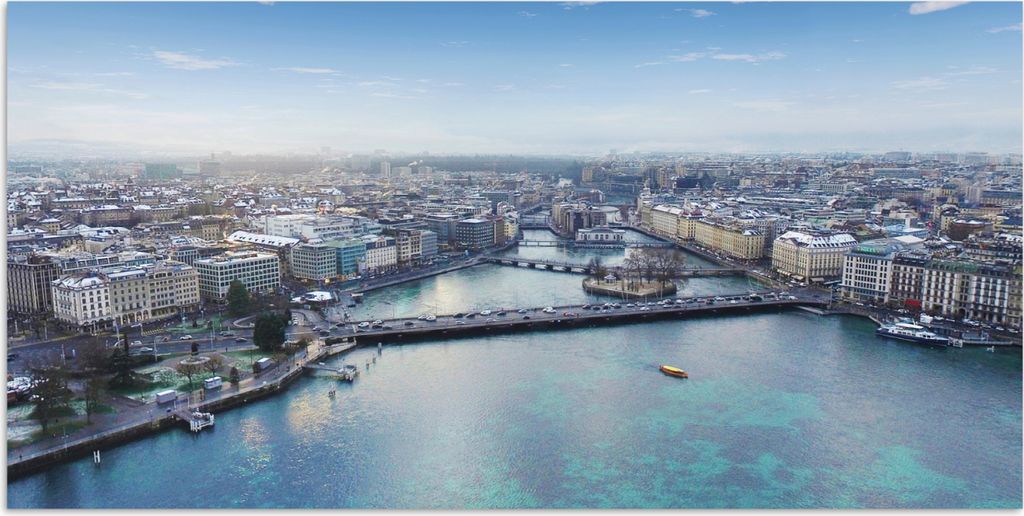 MuchoWow Poster Panorama von Genf, Schweiz, im Winter 120x60 cm - Bild