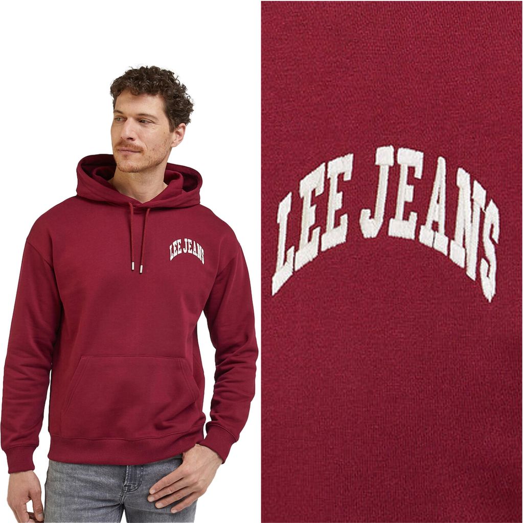 LEE Herren, Sweatshirt VARSITY HOODIE, S, Rot, kapuzenpullover, , hoodie