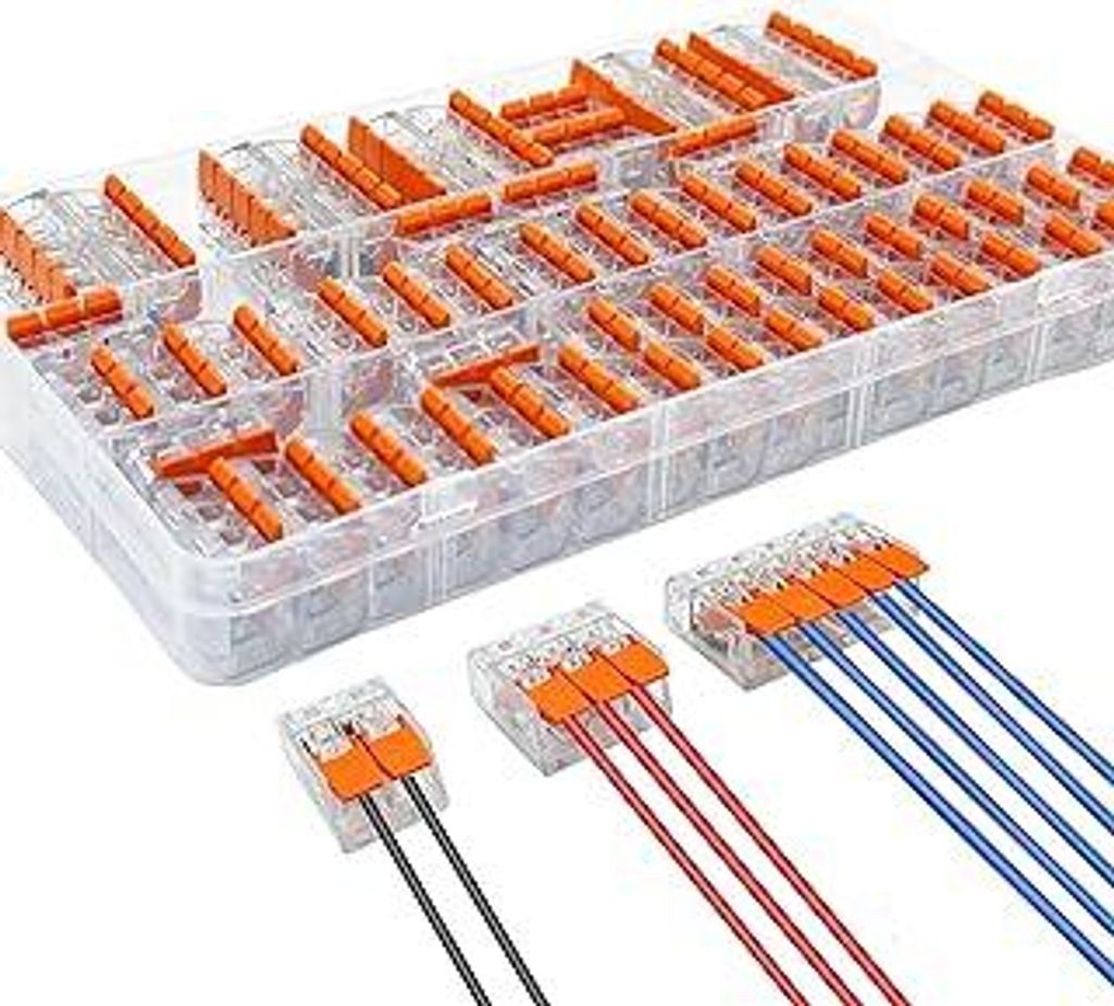 Kabelverbinder Kabelklemmen Elektro, 60 Stück Kabelverbinder 2-3-5 Leiter, Verbindungsklemmen Klemme mit Betätigungshebel, Klemmen Set 4mm², Kle...