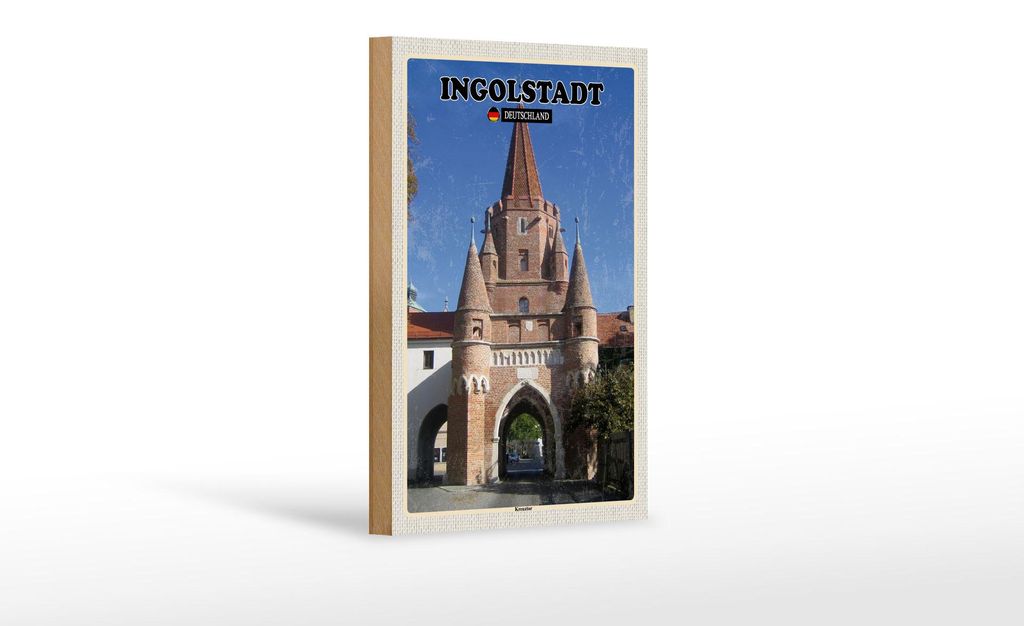 Holzschild Städte Ingolstadt Kreuztor Architektur 12x18 cm