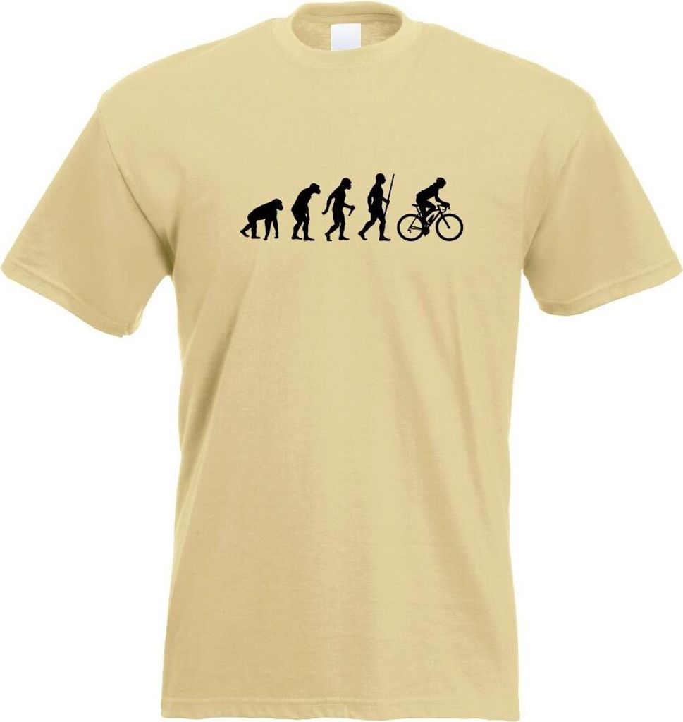 Kiwistar - T-Shirt - Khaki - Rennrad Fahrrad Evolution Motiv Bedruckt Funshirt Design Print - mit Motiv Bedruckt - Funshirt Design - Sport - Freize...