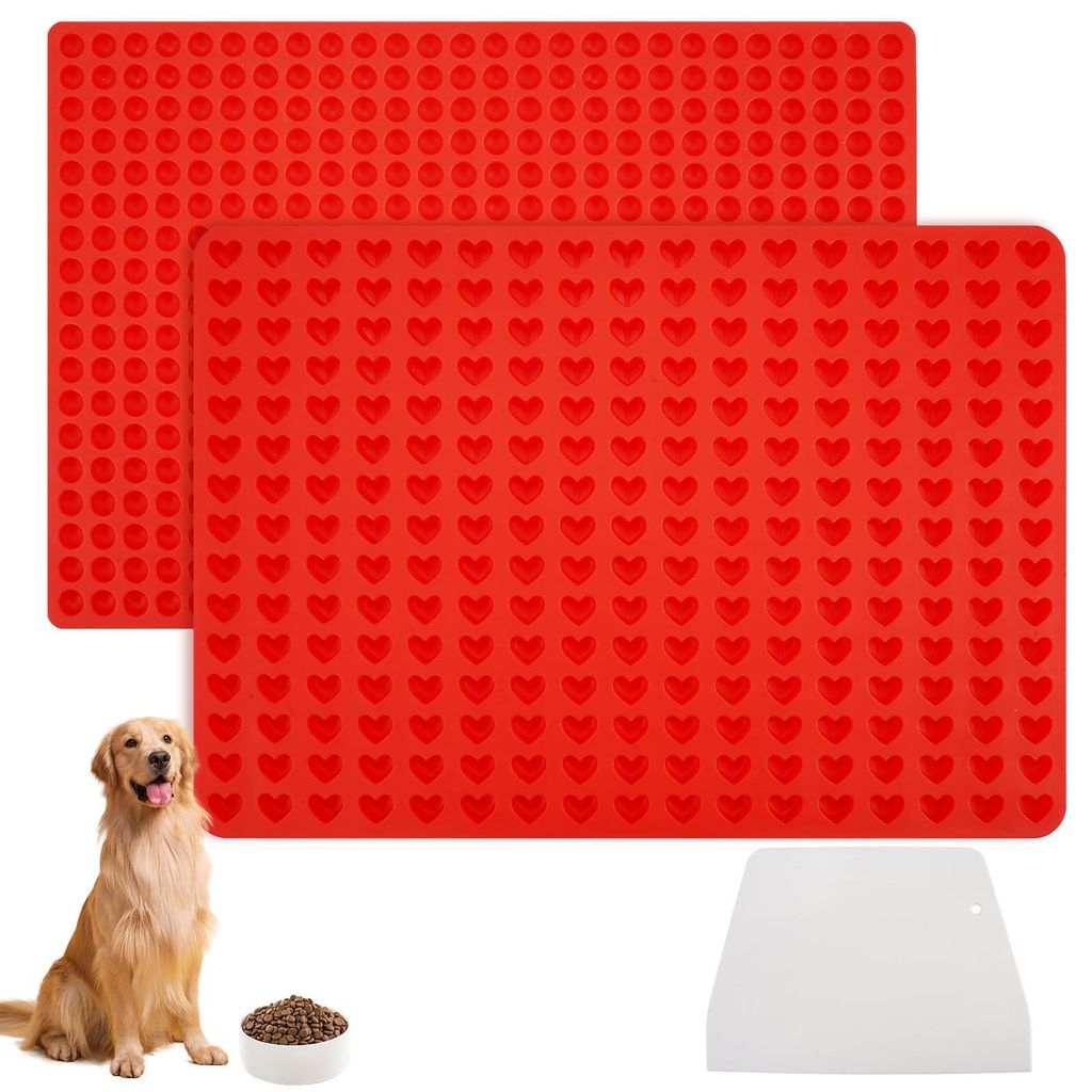 2-teilige Backmatte für Hundekekse, Silikon-Backmatten für Hunde mit Teigschaber, Backmatten für Hundesnacks, mikrowellengeeignet (1,2 cm halbru...
