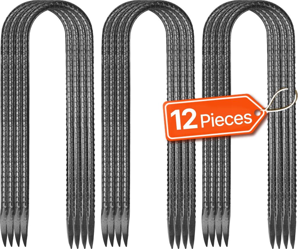 VEVOR Bodenanker, 254x55,88 mm, U-Typ mit 8 mm Durchmesser, verzinkte Zeltheringe, Erdanker, Erdnägel, Heringe, für Zelten, Vordächern, Camping,...