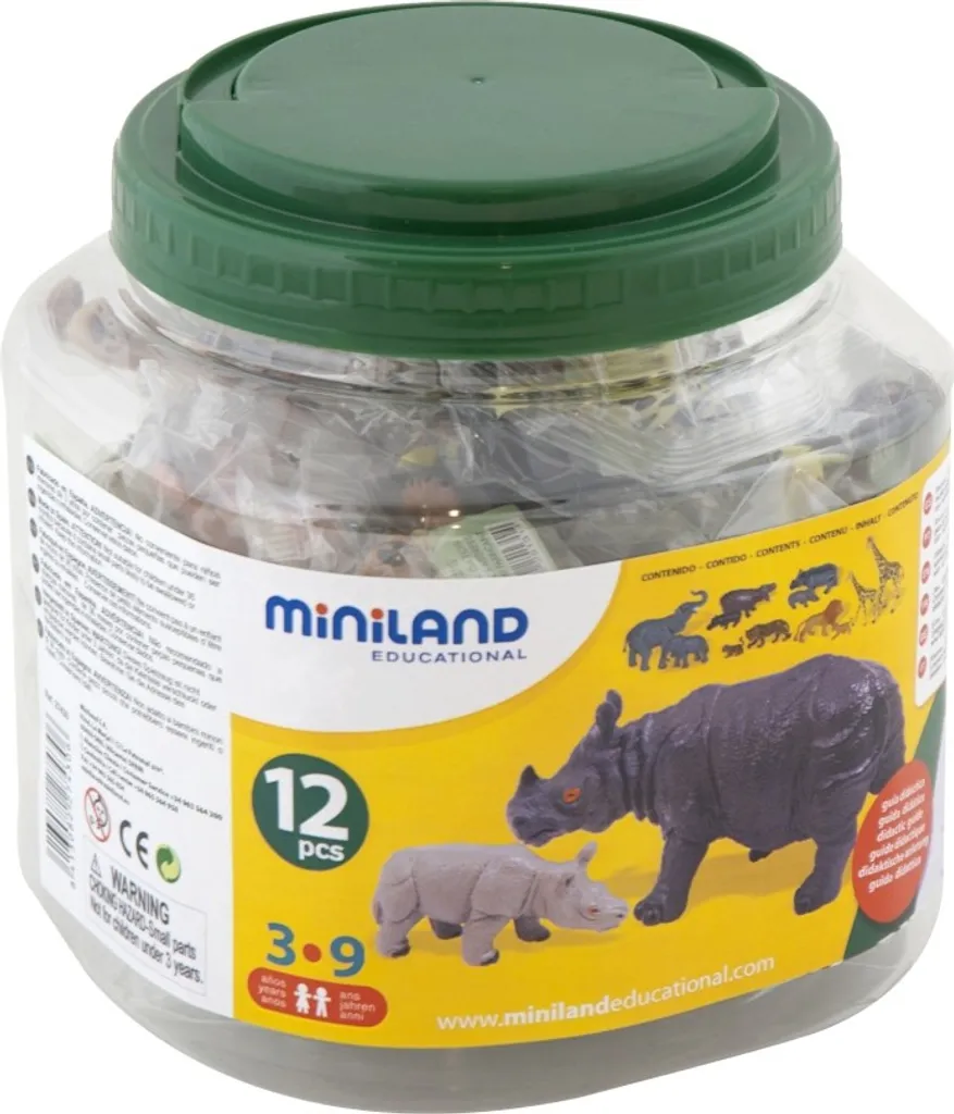 Figurines Animaux Sauvages Miniland Multicolores Éducatives 12 Pcs